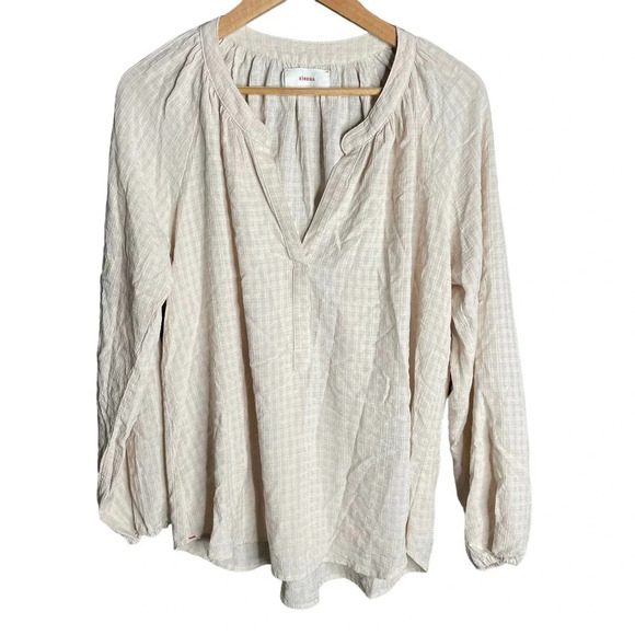 Xirena Farrah Peasant Top Opal Cream Check Size M - Picture 5 of 9